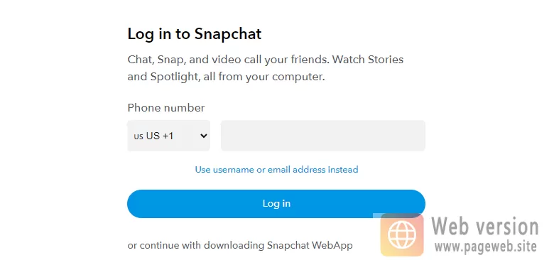 Snapchat web version (official website login URL)