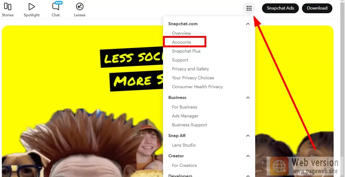 Snapchat web version (official website login URL)