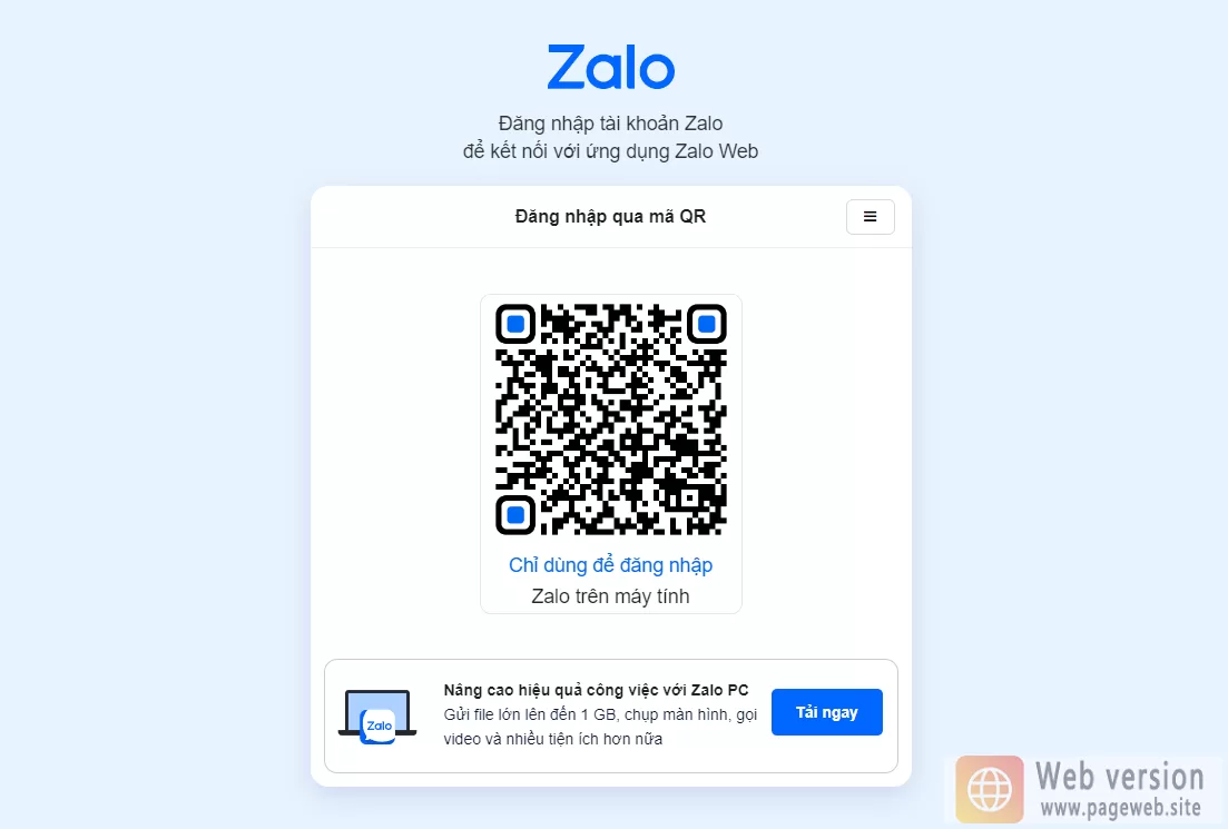 Zalo web version login (official website link)