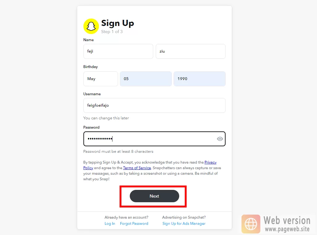 Snapchat web version (official website login URL)