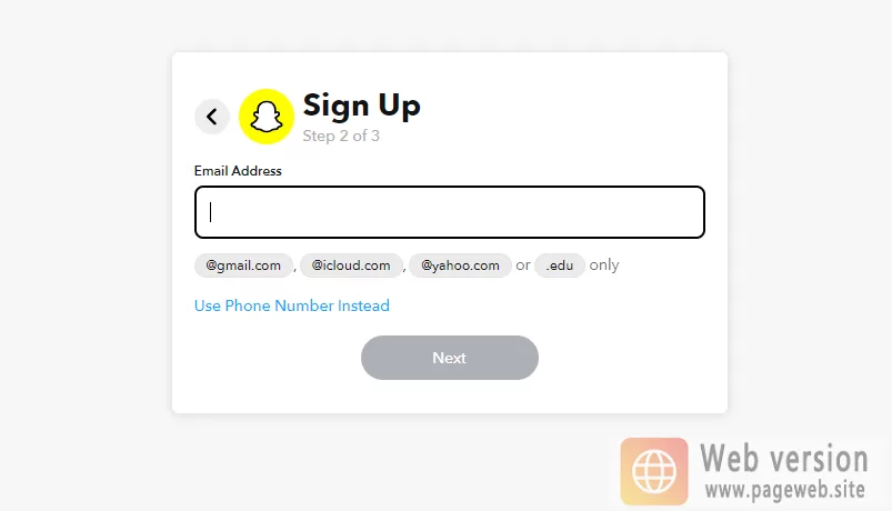 Snapchat web version (official website login URL)