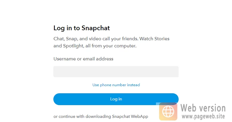 Snapchat web version (official website login URL)