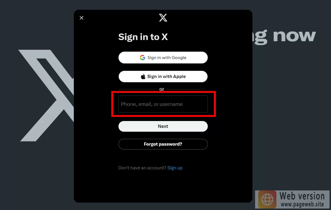 Twitter web version login (X official website link)