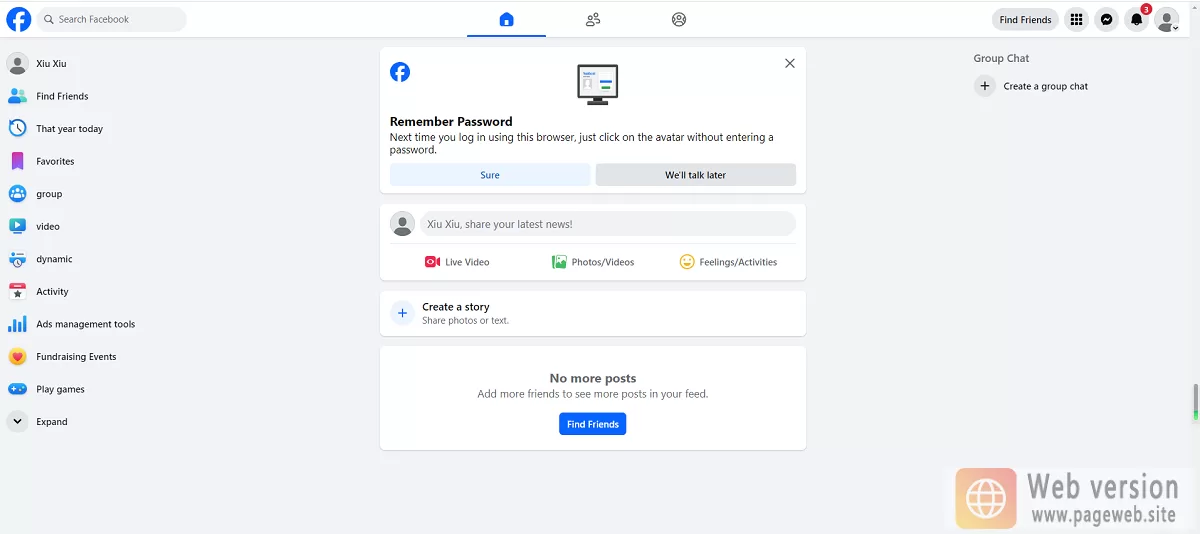 Facebook web version