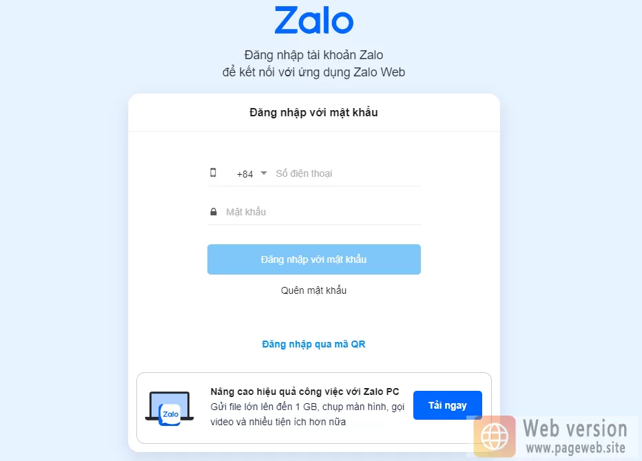 Zalo web version login (official website link)